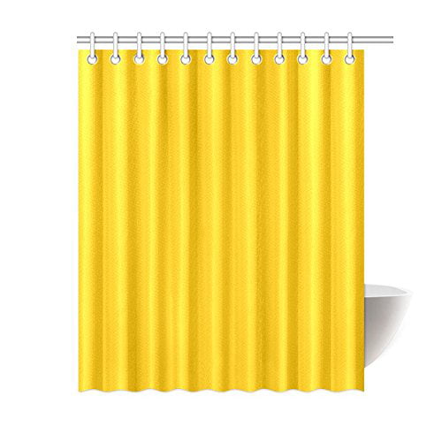 Ombre Canvas Fabric Shower Curtain with 12 Metal Roller Hooks Yellow 